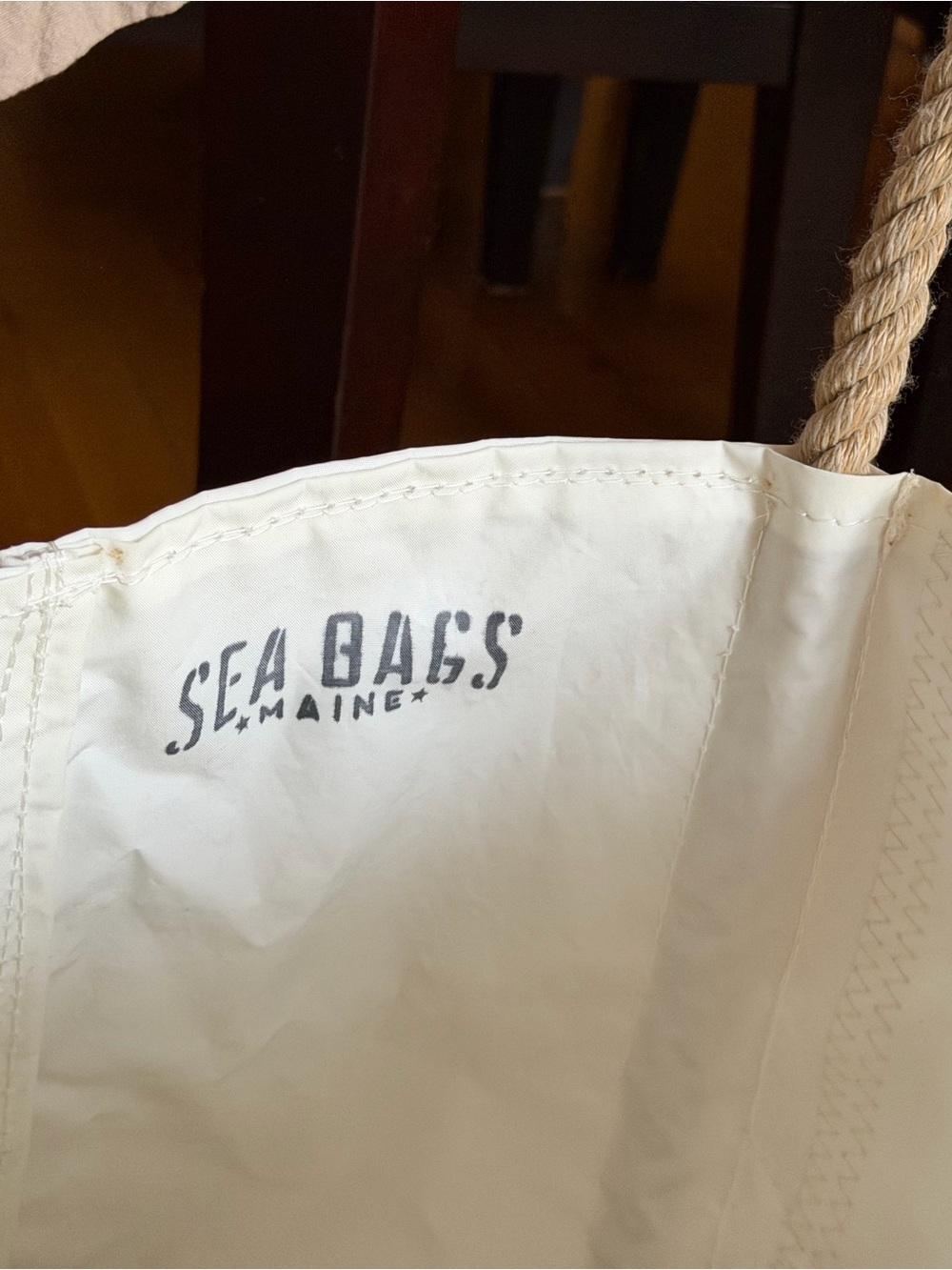 Sea Bags of Maine  - Like New - Large White Tote with Blue Whale Artwork - Picture 3 of 9